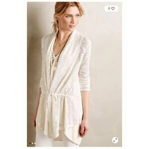 Anthropologie Dolan Contrast Anorak Tie Front Cardigan Cream Boho Beachy Coastal